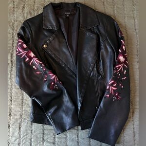 GUESS Embroidered Leather Jacket size Small
